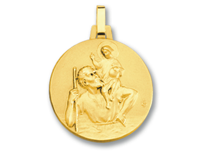 Medalla De San Cristobal 18 Mm, Oro Amarillo 18k