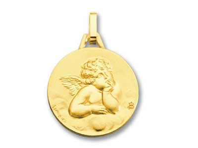 Medalla Del Ángel De Rafael, Oro Amarillo De 18 Quilates