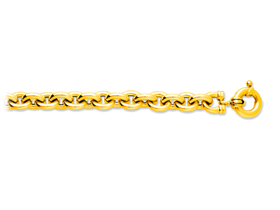 Pulsera Forçat Redonda Hueca 13 Mm, 21 Cm, Oro Amarillo 18k