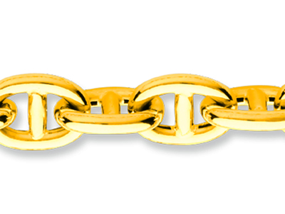 Pulsera De Malla Hueca Forzada Marine 10 Mm, 20 Cm, Oro Amarillo De 18k - Imagen Estandar - 2