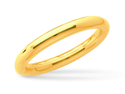 Brazalete Rígido Abierto, Alambre Redondo De 9 mm, Forma Ovalada De 58 mm, Oro Amarillo De 18 K - Imagen Estandar - 1