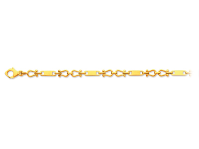 Pulsera De Malla Manila Con Plaquetas Alternas De 5,7 mm, 18 cm, Oro Amarillo De 18 K - Imagen Estandar - 1