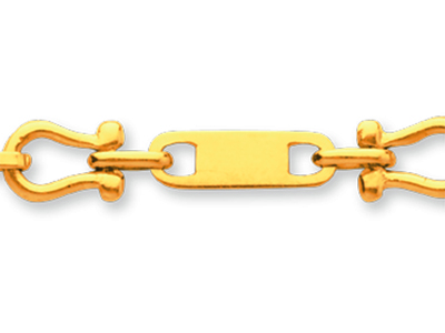 Pulsera De Malla Manila Con Plaquetas Alternas De 5,7 mm, 18 cm, Oro Amarillo De 18 K - Imagen Estandar - 2