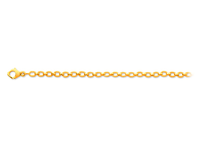 Pulsera Anillos Estriados Con Eslabones Interiores Pulidos 4,8 mm, 19 cm, Oro Amarillo De 18 K - Imagen Estandar - 1