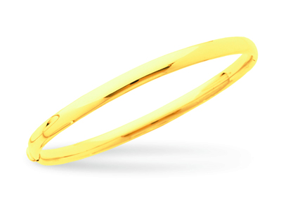 Brazalete Tipo Esclava Con Apertura, Alambre Ovalado De 5 mm, Forma Ovalada De 58 mm, Oro Amarillo De 18 - Imagen Estandar - 1