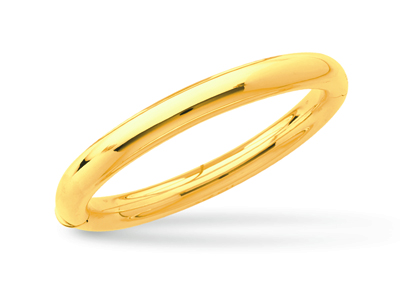 Brazalete Tipo Esclava Con Apertura, Alambre Redondo De 8 mm, Forma Ovalada De 63 mm, Oro Amarillo De 18 - Imagen Estandar - 1