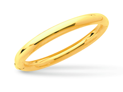 Brazalete Tipo Esclava Con Apertura, Alambre Redondo De 7 mm, Forma Ovalada De 63 mm, Oro Amarillo De 18 - Imagen Estandar - 1