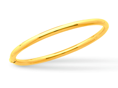 Brazalete Tipo Esclava Con Apertura, Alambre Redondo De 4 mm, Forma Ovalada De 63 mm, Oro Amarillo De 18 - Imagen Estandar - 1