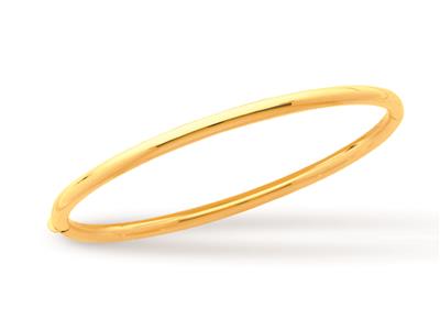 Brazalete Tipo Jonc Con Apertura, Alambre Redondo De 3 mm, Forma Ovalada De 63 mm, Oro Amarillo De 18 K - Imagen Estandar - 1