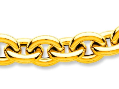 Cadena De Eslabones Forzada Redondahueca 11 mm, 44 cm, Oro Amarillo D E 18 K - Imagen Estandar - 2