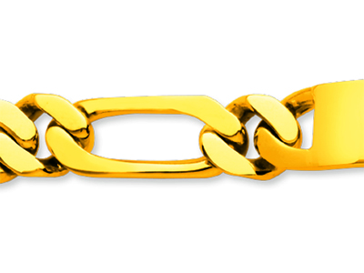 Pulsera De Identidad De Malla Alternada 1/1 Ajustada 9 mm, 22 cm, Oro Amarillo De 18 K - Imagen Estandar - 2