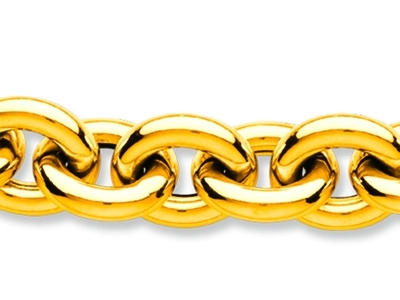 Cadena Forzada Redonda Hueca 13 mm,44,50 cm, Oro Amarillo De 18 K - Imagen Estandar - 2