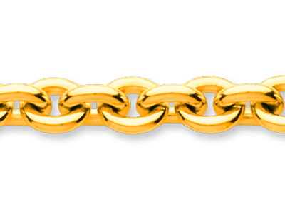 Pulsera De Malla Forzada Redonda De7 mm, 18,50 cm, Oro Amarillo De 18 K - Imagen Estandar - 2