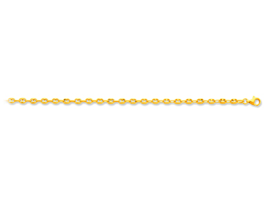 Pulsera De Granos De Café Huecos 3,30 Mm, 18 Cm, Oro Amarillo De 18 Quilates