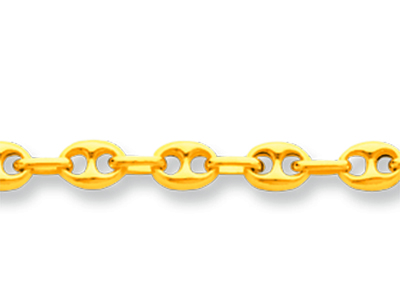 Pulsera De Granos De Café Huecos 3,30 Mm, 18 Cm, Oro Amarillo De 18 Quilates - Imagen Estandar - 2