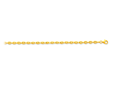 Pulsera De Granos De Café Huecos 3,70 Mm, 18 Cm, Oro Amarillo De 18 Quilates