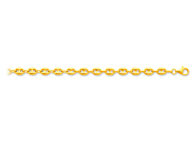Pulsera De Eslabón Tipo Grano De Caf{ Hueco 6 mm, 19 cm, Oro Amarillo De 18 K - Imagen Estandar - 1