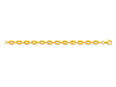 Pulsera Granos De Café Huecos 6 Mm, 19 Cm, Oro Amarillo 18k