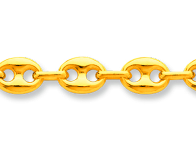 Pulsera De Eslabón Tipo Grano De Caf{ Hueco 6 mm, 19 cm, Oro Amarillo De 18 K - Imagen Estandar - 2