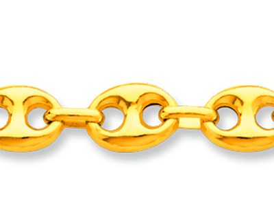Pulsera Malla Grano De Caf{ Hueca 7,30 mm, 19 cm, Oro Amarillo De 18 K - Imagen Estandar - 2