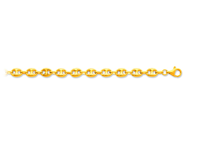 Pulsera De Malla De Grano De Caf{ Huecos 7,30 mm, 21 cm, Oro Amarillo De 18 K - Imagen Estandar - 1