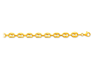 Pulsera Grano De Café Hueco 9 Mm, 19 Cm, Oro Amarillo 18k