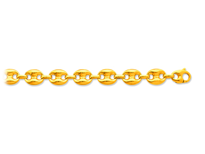Pulsera Malla Grano De Caf Hueca 12mm, 22cm, Oro Amarillo De 18 K