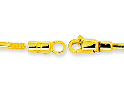 Collar Redondo Omega 2 mm, Puntas Desenroscables, 45 cm, Oro Amarillo De 18 K - Imagen Estandar - 3
