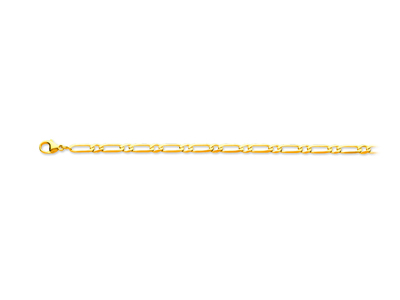 Pulsera 11 Malla Ultraplana Alternada 4 Mm, 18,5 Cm, Oro Amarillo 18k