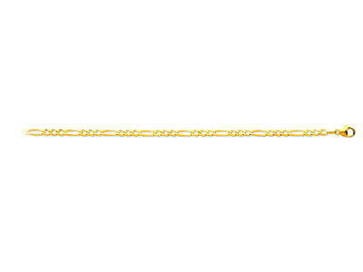 Cadena De Eslabones Alternos 13 Ultraplana De 3mm, 50cm, Oro Amarillo De 18 K