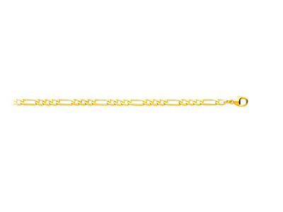 Pulsera De Eslabones Alternos 13 Ultraplano 3,80mm, 21cm, Oro Amarillo De 18 K