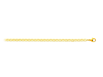 Pulsera De Malla Marine Batida 3,70mm, 18cm, Oro Amarillo De 18 K