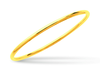 Brazalete Jonc Macizo Cerrado, Alambre Redondo De 3 mm, Forma Redonda De 60 mm, Oro Amarillo De 18 K - Imagen Estandar - 1