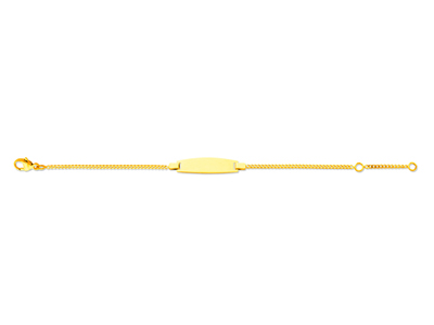 Identidad Del Beb Eslabn Gourmette Diamantado, Placa Tonneau, 14cm,oro Amarillo De 18 Quilates S