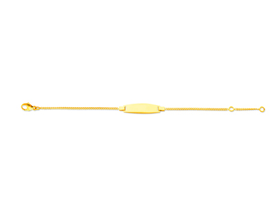 Identidad De Beb{ Con Cadena Gourmette De Corte Diamante, Placa En Forma De Barril, 14 cm, Oro Amarillo Ds - Imagen Estandar - 1