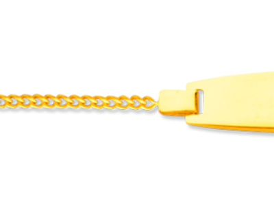 Identidad De Beb{ Con Cadena Gourmette De Corte Diamante, Placa En Forma De Barril, 14 cm, Oro Amarillo Ds - Imagen Estandar - 2