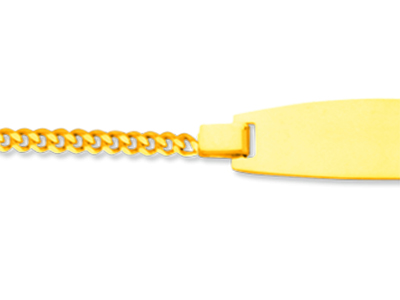 Identidad De Beb{ Con Cadena Gourmette De Corte Diamante, Placa En Forma De Barril, 14 cm, Oro Amarillo Ds - Imagen Estandar - 2