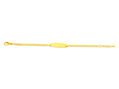Identidad De Beb De Malla Marine Battue, Placa Tonneau, 14cm, Oro Amarillo De 18 K