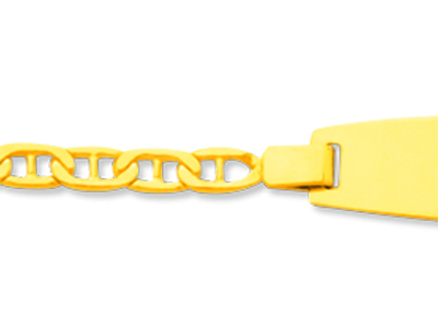Identidad De Beb{ De Malla Marine Battue, Placa Tonneau, 14 cm, Oro Amarillo De 18 K - Imagen Estandar - 2
