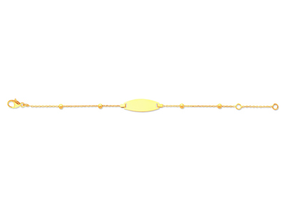 Cadena De Bolas Identidad Beb{, Placa Ovalada, 14 cm, Oro Amarillo De 18 Quilates - Imagen Estandar - 1