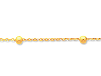 Cadena De Bolas Identidad Beb{, Placa Ovalada, 14 cm, Oro Amarillo De 18 Quilates - Imagen Estandar - 2