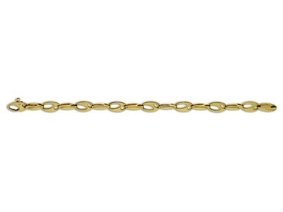 Pulsera Ovalada Y Calada, 20 Cm, Oro Amarillo De 18 Quilates