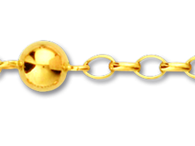 Pulsera De Malla Alternada De Cadena Y Bolas 6 mm, 18,5 cm, Oro Amarillo De 18 K - Imagen Estandar - 2