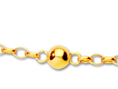 Collar Cadena Con Bolas Alternas 6 Mm, 44,5 Cm, Oro Amarillo 18k - Imagen Estandar - 2