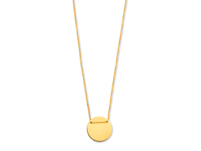 Collar Cadena 0,50 Mm, Colgante Placa Redonda 15 Mm, 42 Cm, Oro Amarillo 18k - Imagen Estandar - 1