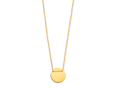 Gargantilla De Cadena De 0,50 mm, Colgante De Medallón Redondo De 15 mm, 42 cm, Oro Amarillo De 18 K - Imagen Estandar - 1