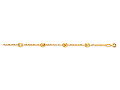 Pulsera De Cadena De Granos De Caf{alternados 4,7 mm, 18 cm, Oro Amar Illo De 18 K - Imagen Estandar - 1