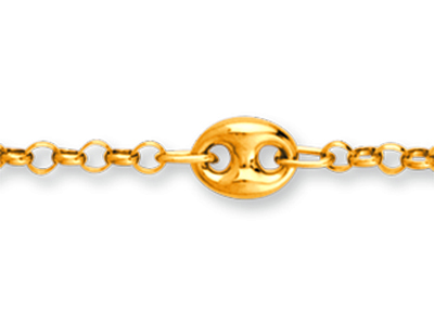 Pulsera Con Cadena Alternada De Granos De Café De 4,7 Mm, 18 Cm, Oro Amarillo De 18 Quilates - Imagen Estandar - 2