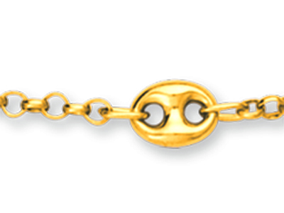 Collar De Cadena De Granos De Caf{ Alternados 4,7 mm, 42 cm, Oro Amarillo De 18 K - Imagen Estandar - 2