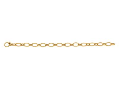Pulsera De Eslabones Ovalados Alternos, 20,5 cm, Oro Amarillo De 18 K - Imagen Estandar - 1